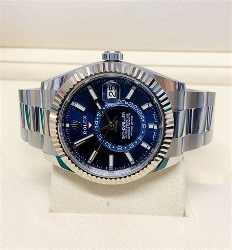 rolex sky blue face|Rolex sky dweller watch price.